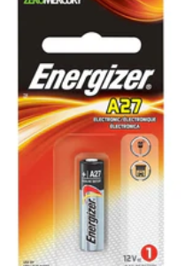 EnergizerA27-BPZ 18mAh 12V Alkaline Button Top Battery - 1 Piece Retail Card