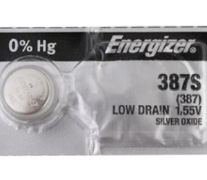 Energizer387S 63mAh 1.55V Silver Oxide (Zn/Ag2O) Coin Cell Battery - 1 Piece Tear Strip, Sold Individually