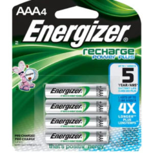 EnergizerRecharge NH12-BP-4 AAA 850mAh 1.2V Nickel Metal Hydride (NiMH) Button Top Batteries - 4 Pack Retail Card