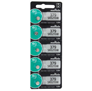 MuRata SR521SW 379 16mAh 1.55V Silver Oxide Button Cell Battery - 1 Piece Tear Strip, Sold Individually